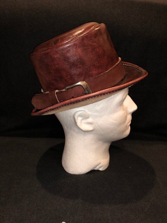 brown leather top hat