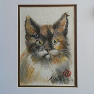 SALE 20%!!Colorfull cute cat-Original Artwork Cat Painting-Original Watercolor Painting-One of a kind-watercolor art-5,1&quot;x7,4&quot;(13x19sm)