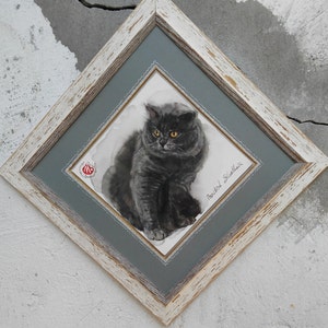 SALE 20%!British Short hair, ORIGINAL watercolor by Milena Valchanova, Cat art One of a kind