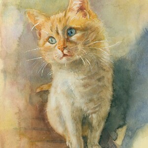 Cat  PRINT of my original Watercolor Art,  Cat  art print - cat wall art, cat lover gift Signed Limited Edition Giclee Print Cat art print