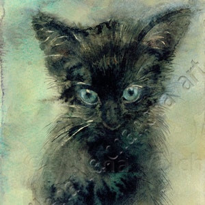Black kitten-Art print of my original watercolor CAT ART PRINT  watercolor cat painting, cat print , cat decor, cat lover gift, cat portrait