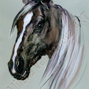 Horse,  PRINT of my original Pen and Ink Art,  HORSE art print - horse painting, , horse wall art, horse decor, horse lover gift