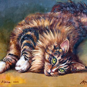 Maine Coon-Limited Edition Art PRINT of my Original Oil on canvas -13,7&quot;x19,6&quot;(35x50sm) Detailed pet portrait-