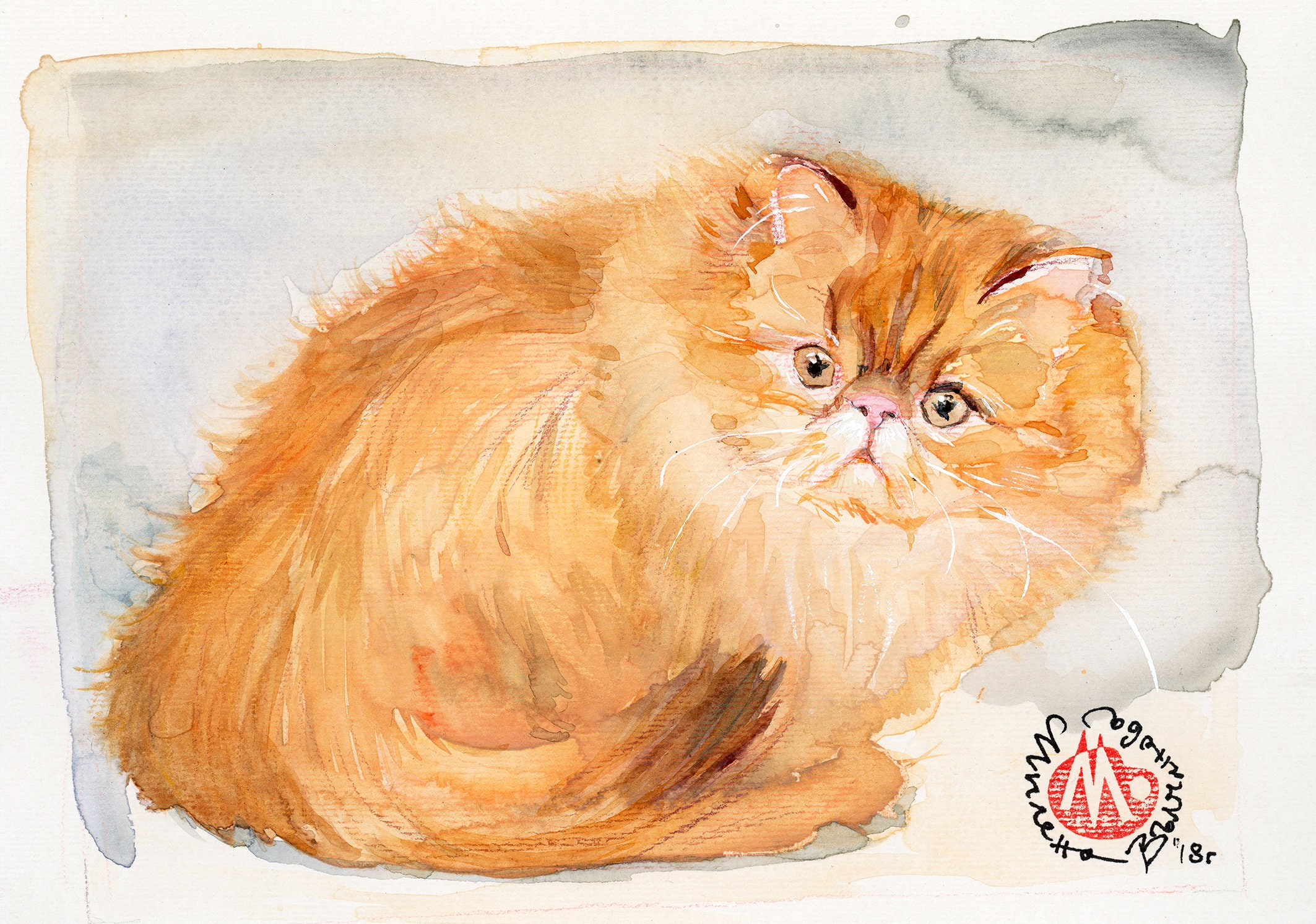 Persische Katze, langhaarige Kätzchen, für sie, LIMITED EDITION Kunstdruck  meiner Aquarell Malerei Katze Kunstwerk Katze Dekor Wand Langhaar Katze,, image size:2126x1493