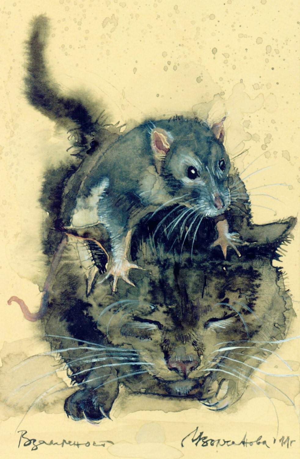 Cat And Mouse Friendship Watercolor Painting Limited Edition Etsy Cat And Mouse Friendship Watercolor Painting Limited Edition Etsy