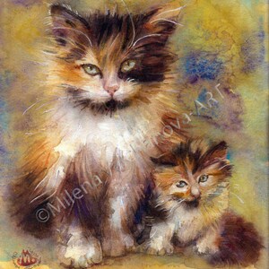 Siberian cats, Cat painting  Cat art PRINT of watercolor painting  Cat PRINT art cat artwork cat decor , Signed and stamped Giclee Print