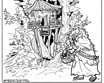 Baba Yaga Colouring Page Download, Halloween, Mythology and Folklore Arts and Crafts, Adult and Young Adult Hobby Page, Illustration Print