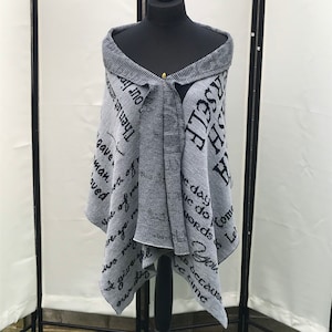 Alternative design, Silver Grey/Black, Outlander inspired, Dinna Fash, Knitted Shawl, Outlander Shawl, vegan friendly