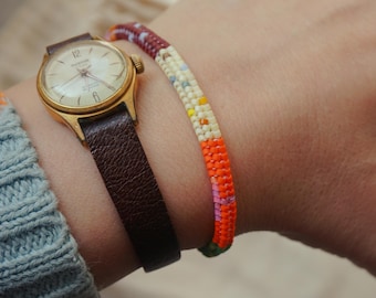 Boho Handwoven Beaded Bracelet, Delicate Jewelry for Women, Mother's Day Gift From Daughter,