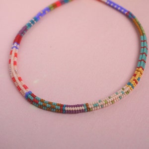 Inspired by wes anderson movies, colorful beaded handmade necklace, handwoven glass seed beads image 3