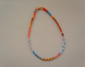 Boho Chic Colorful Beaded Necklace, Choker for Women Beaded,  30th birthday gift for her