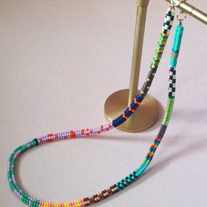 Handmade jewelry beaded necklace, Seed bead necklace, Colorful beaded jewelry, Bohemian necklace image 5