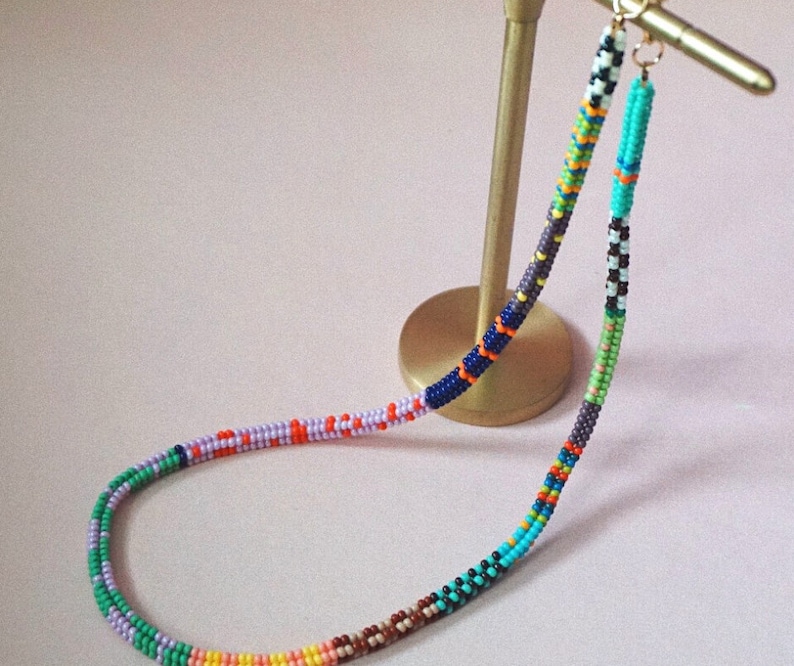 Handmade jewelry beaded necklace, Seed bead necklace, Colorful beaded jewelry, Bohemian necklace image 5