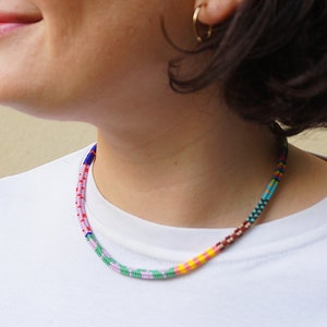 Handmade jewelry beaded necklace, Seed bead necklace, Colorful beaded jewelry, Bohemian necklace