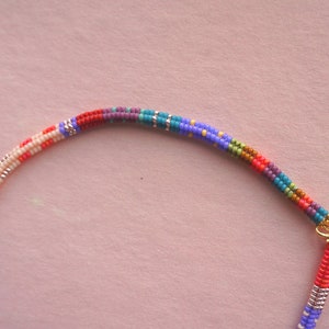 Inspired by wes anderson movies, colorful beaded handmade necklace, handwoven glass seed beads image 7