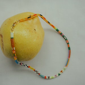 Perlen Choker, Bunte Perlen Halskette, Handgemachter Schmuck, Boho rocailles perlen schmuck, Multi Farbe Perlen Halskette
