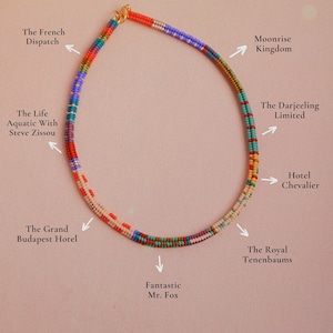 Inspired by wes anderson movies, colorful beaded handmade necklace, handwoven glass seed beads image 5