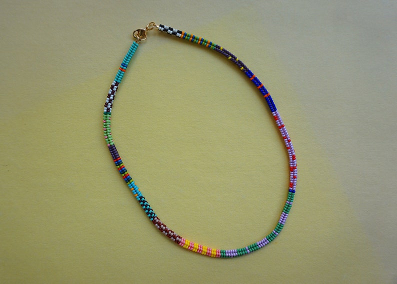 Handmade jewelry beaded necklace, Seed bead necklace, Colorful beaded jewelry, Bohemian necklace image 2