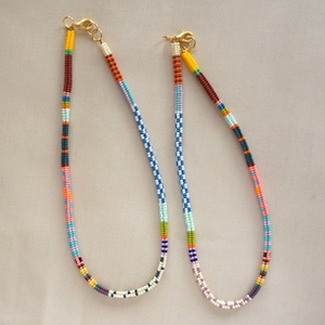 Handwoven necklace, multi colors beaded jewelry, seed bead necklace, minimal glamour