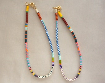 Handwoven necklace, multi colors beaded jewelry, seed bead necklace, minimal glamour