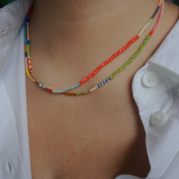 Collier de perles en cristal taillé, tour de cou fin coloré, collier minimaliste pour femmes délicates, cadeau bijoux pour fille, couleur de colliers personnalisés