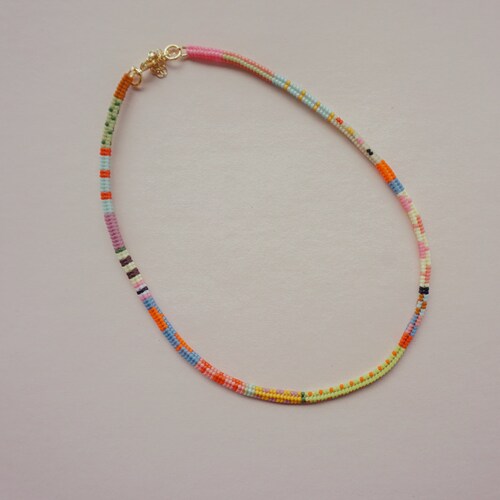 Beachy Boho Beaded Necklace - Dainty Handmade Jewelry - Delicate Multicolor Necklace for Women, 30th Birthday Gift for Her