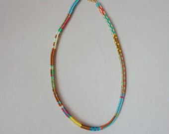 Handmade Colorful Boho Beaded Necklace  - Perfect Gift for Mother's Day - Seed Bead Summer Jewelry Ideas