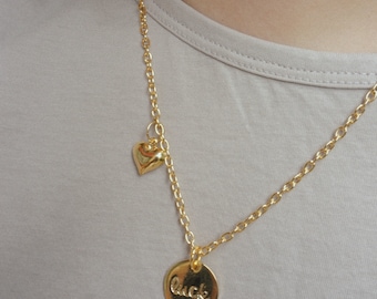 Glücksbringer Halskette mit kleinem Herz, zierliche vergoldete Messingkette, minimalistischer Schmuck für Frauen, Geschenk für sie