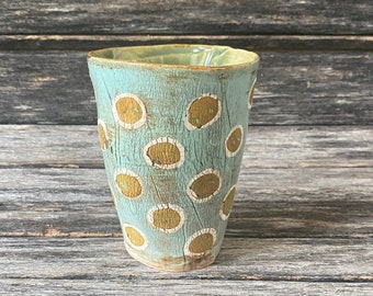 Handmade in Texas, hand formed, handmade, pattern, unique, stoneware, clay, pottery, ceramic, glazed, one of a kind, Mug, Teacup, wine cup