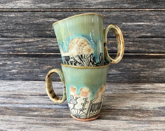 Handmade in Texas, hand formed, handmade, pattern, unique, stoneware, clay, pottery, ceramic, glazed, one of a kind, Mug, Teacup, Coffee cup