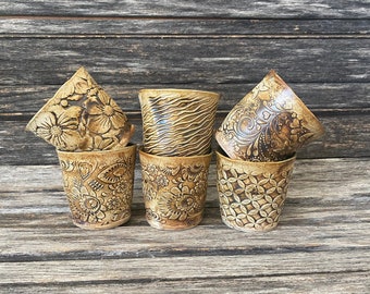 Handmade in Texas, wine mug, tumbler, whiskey glass, tea mug, bowl, handmade, Texas, unique, uneven, textured, colorful, gift, flowers