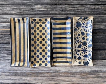 Handmade ceramic tray, rustic, Texas artwork, one-of-a-kind platter, indigo blue, functional art, home decor, unique gift, made in Texas