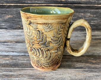 Handmade in Texas, hand formed, handmade, pattern, unique, stoneware, clay, pottery, ceramic, glazed, one of a kind, Mug, Teacup, Coffee cup