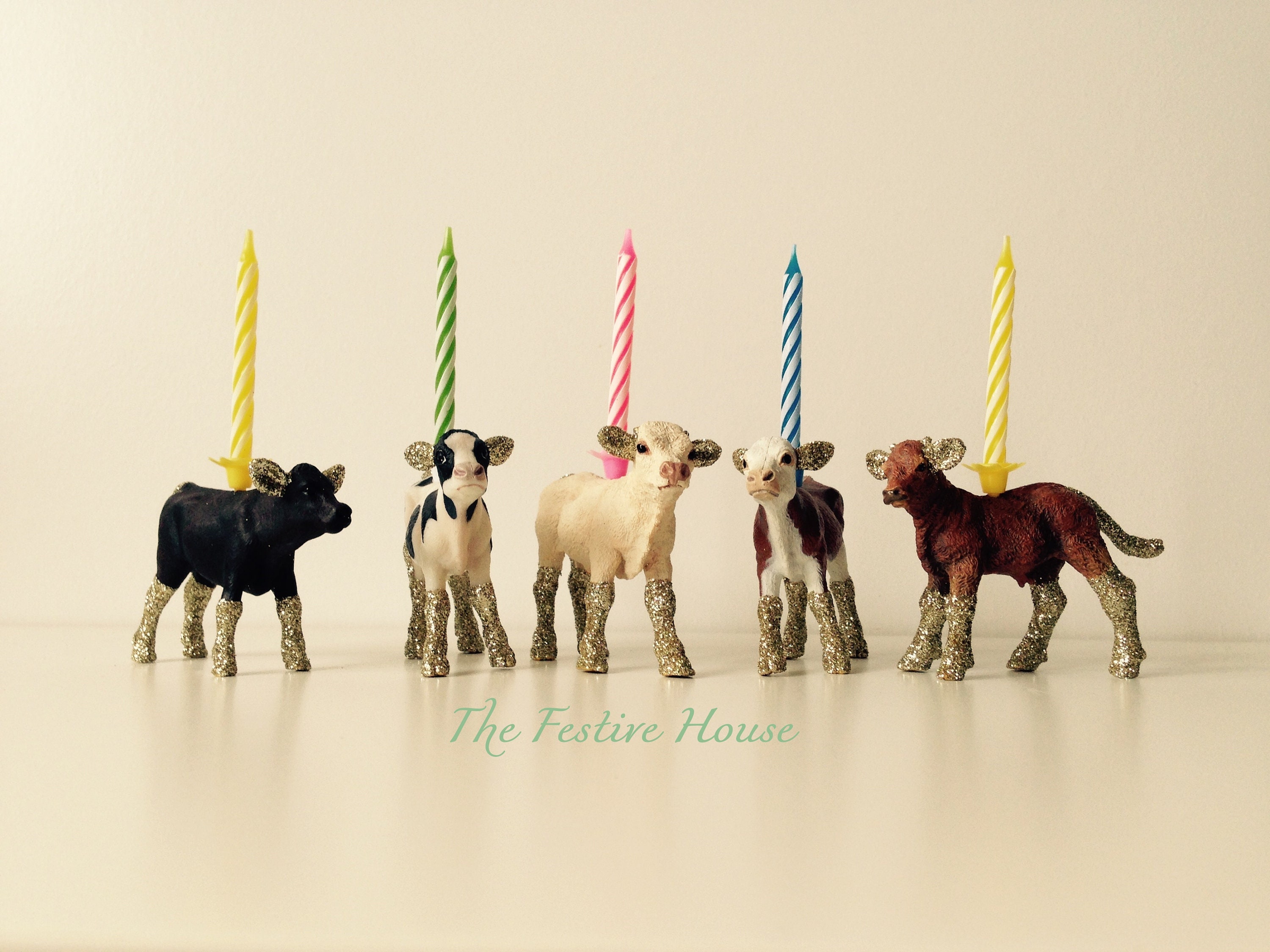 Cow Candle Holder Cow Cake Topper Animal Candle Holder Etsy