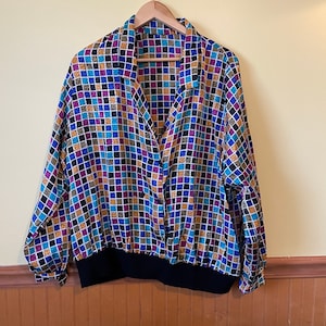Vintage 80s blouse, colorful size 16 / 18
