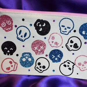 Glitter bones Multi-use pouch: Makeup, Brushes, Makeup, Tarot Card Bag, Money wallet - Customizable