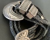 Mens Old Pawn Native Amer Sterling Silver Navajo Concho Ranger Buckle Belt 1461