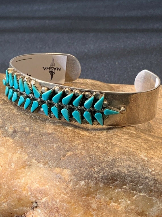 Vintage Navajo Indian Hand Made Silver Turquoise Bracelet Cuff | eBay