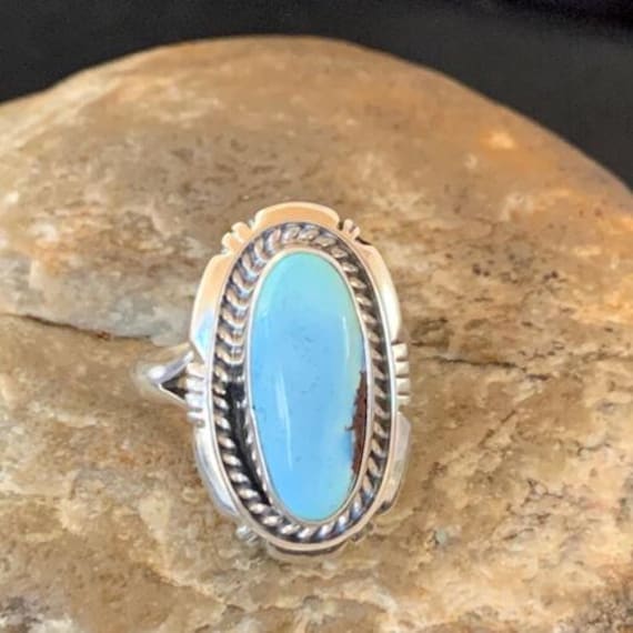 Navajo Blue Dry Creek Turquoise Ring Sterling Silver Ring Sz