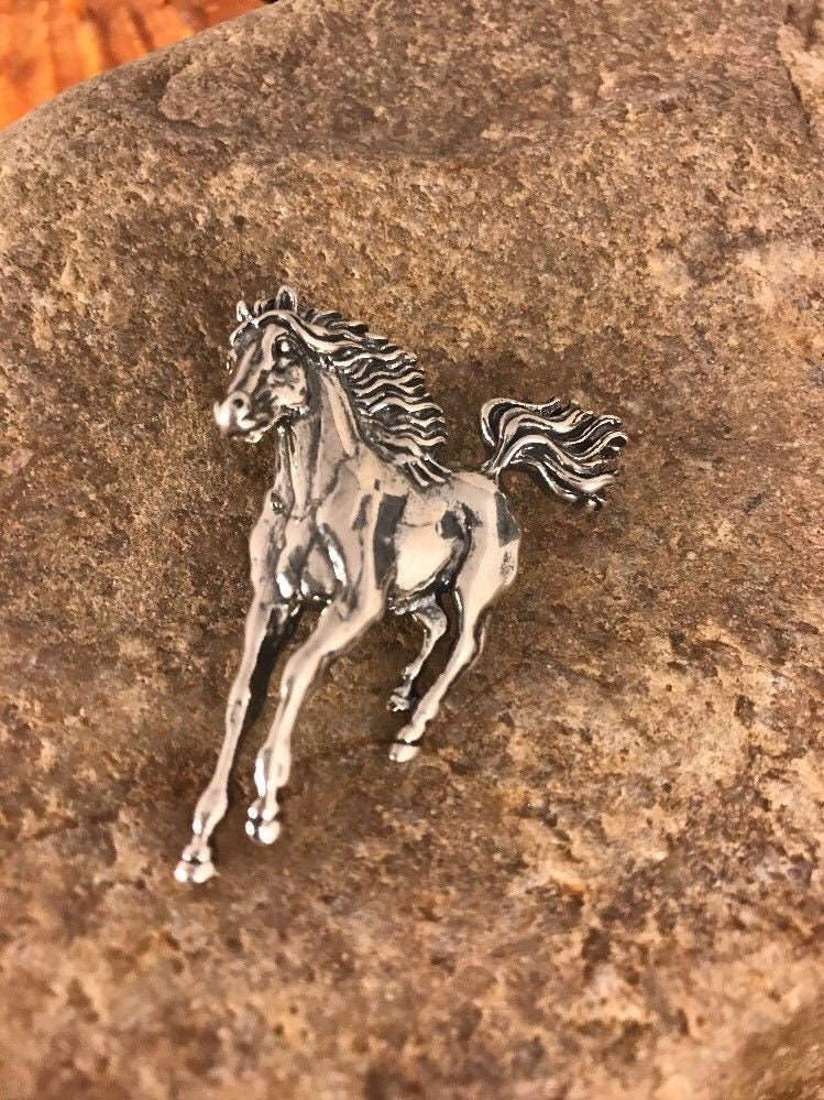 Galloping Horse Pendant Sterling Silver Native American Wedding Gift
