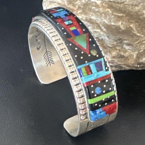 Men's Navajo Black Onyx, Coral, Turquoise Sterling Silver