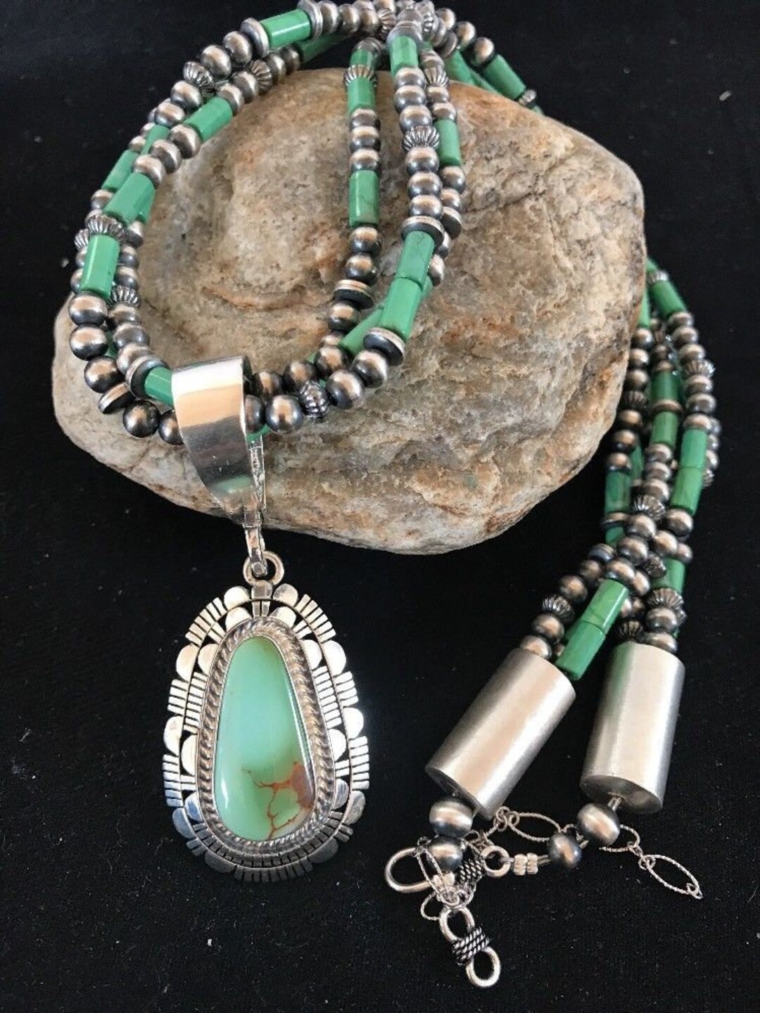 Bunkhouse Stamped Navajo Pearls with Royston Turquoise Stones main image 0