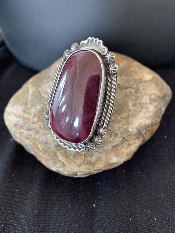 Native American Purple Spiny Oyster Sterling Silver Rings 994
