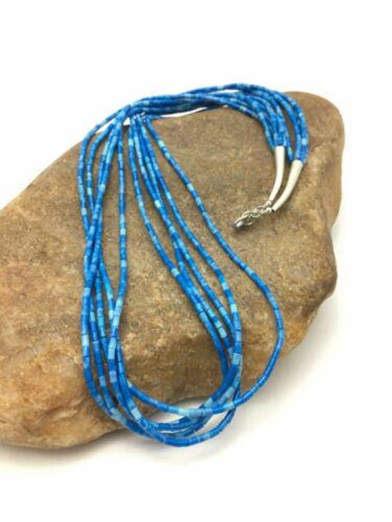 Tubes Of Lapis!! Authentic Native American Navajo Sterling Silver Necklace Tubes Of Lapis!! Authentic Native American Navajo Sterling Silver Necklace