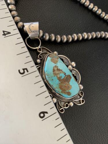 Men's Navajo Blue Dry Creek Turquoise Pendant | Sterling Silver