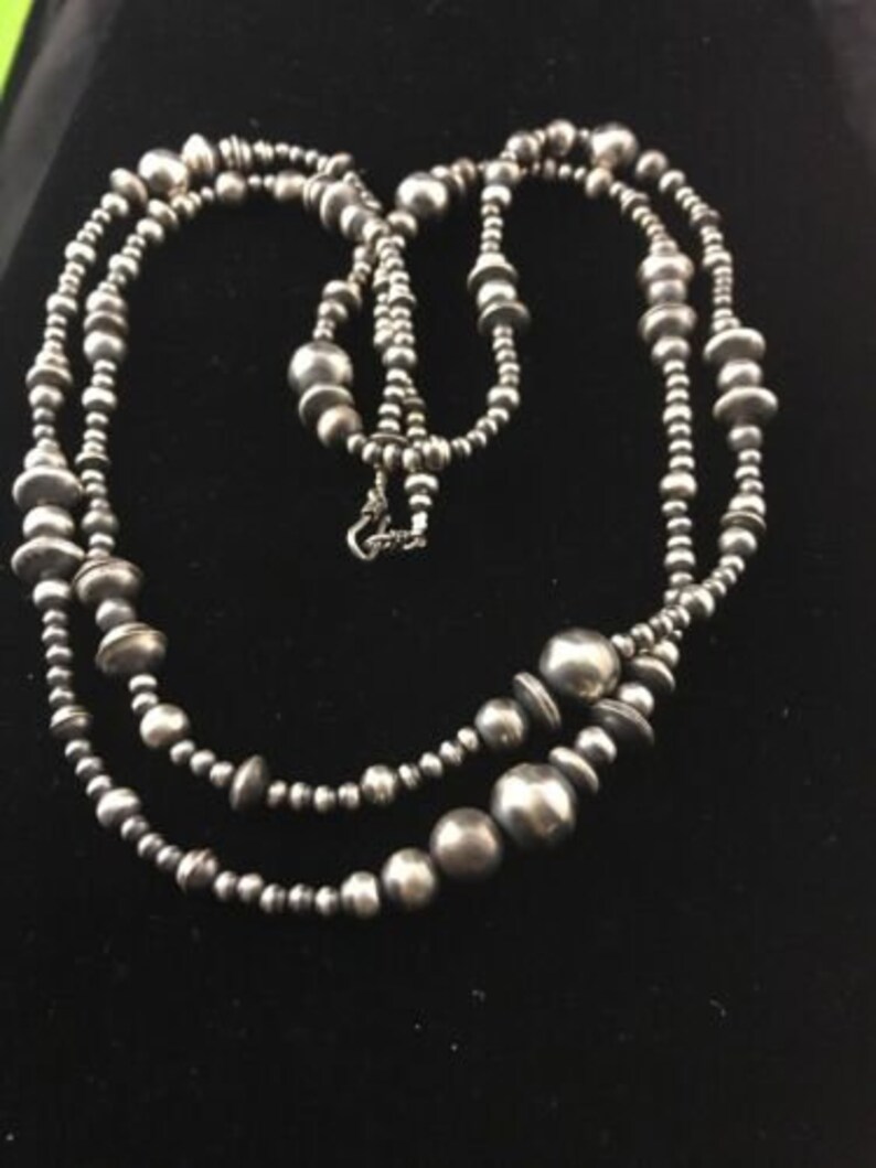 60 Long Navajo Pearls Native American Sterling Silver Etsy