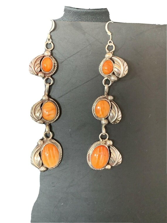 Impressive Jeanette Dale Native American Navajo Sterling Silver Coral Lapis Earrings Impressive Jeanette Dale Native American Navajo Sterling Silver Coral Lapis Earrings