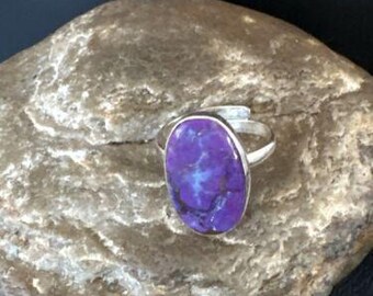 Adjustable Sterling Silver Purple Mojave Turquoise Ring | Sz 10 | 15613