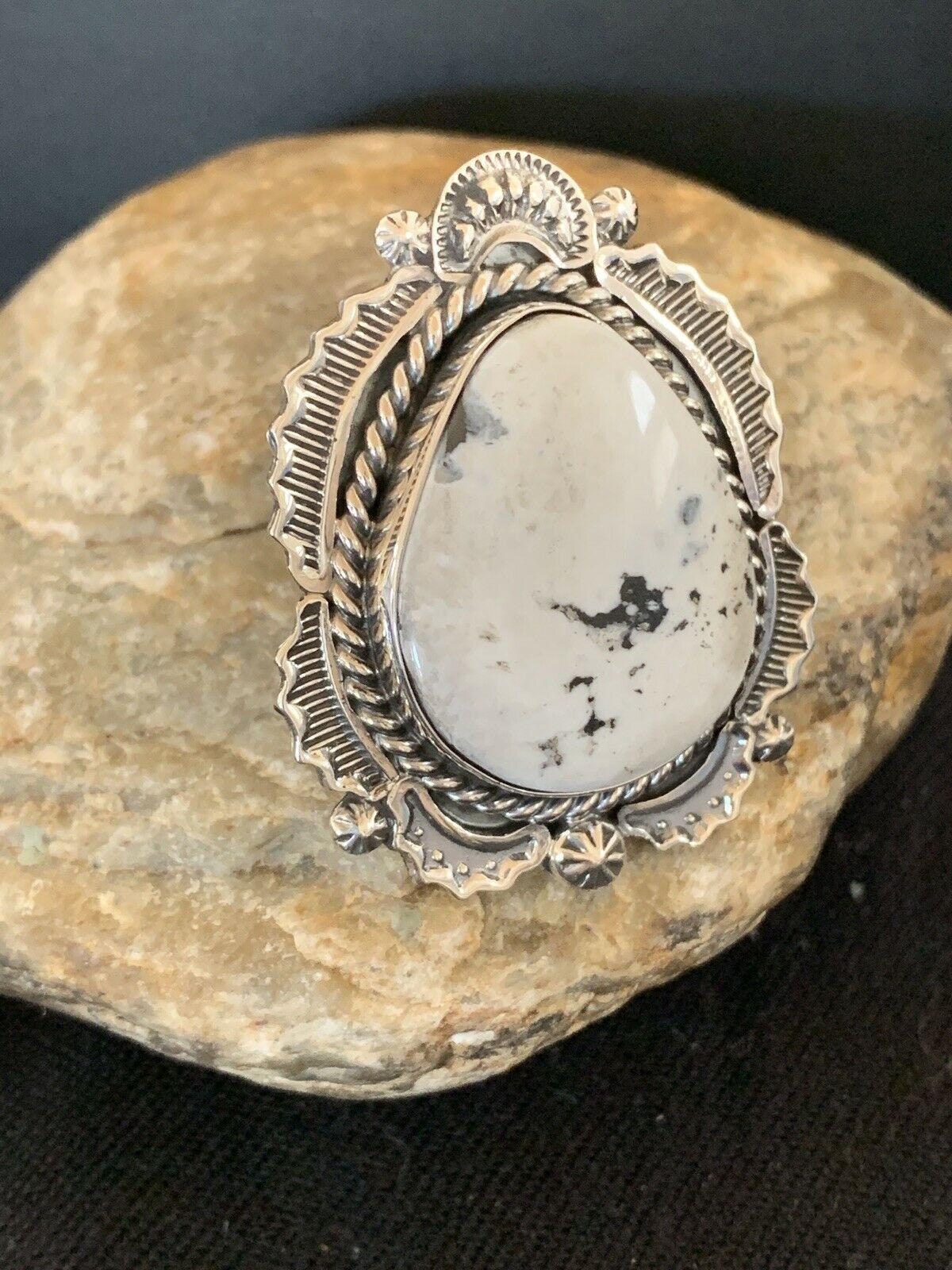 Native Navajo Sterling Silver White Buffalo Turquoise Ring | Etsy