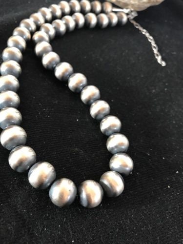 Navajo Pearls 12 mm Sterling Silver Bead Necklace 20 Sale | Etsy